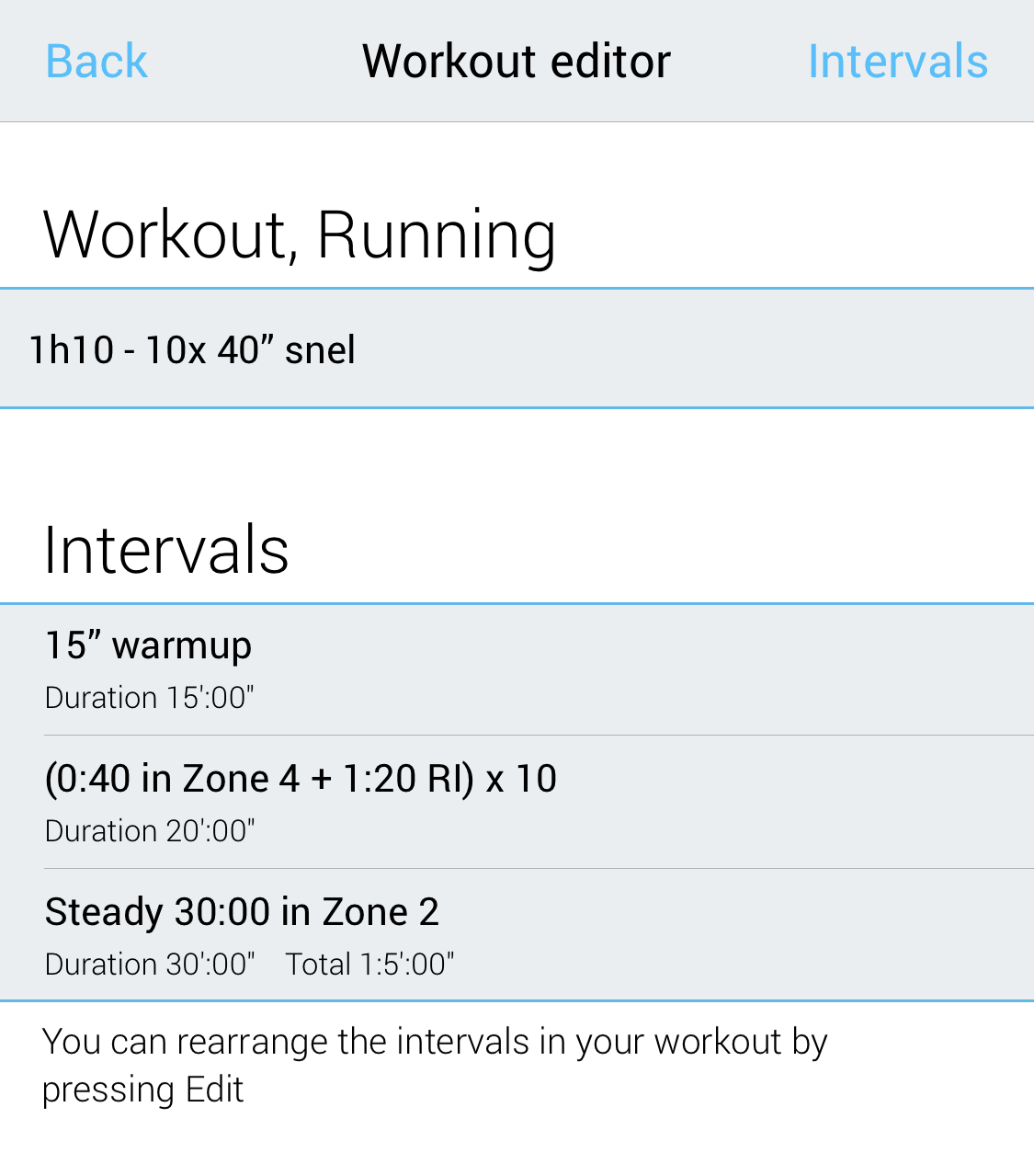 iSmoothrun interval example