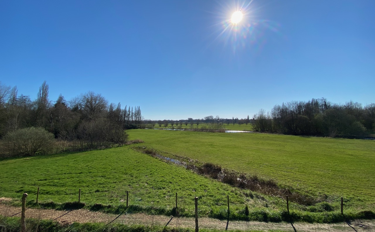 Fields in Drongen with water stream